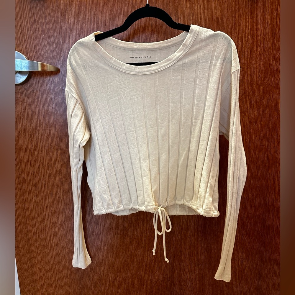 AMERICAN EAGLE Long Sleeve Shirt Cream